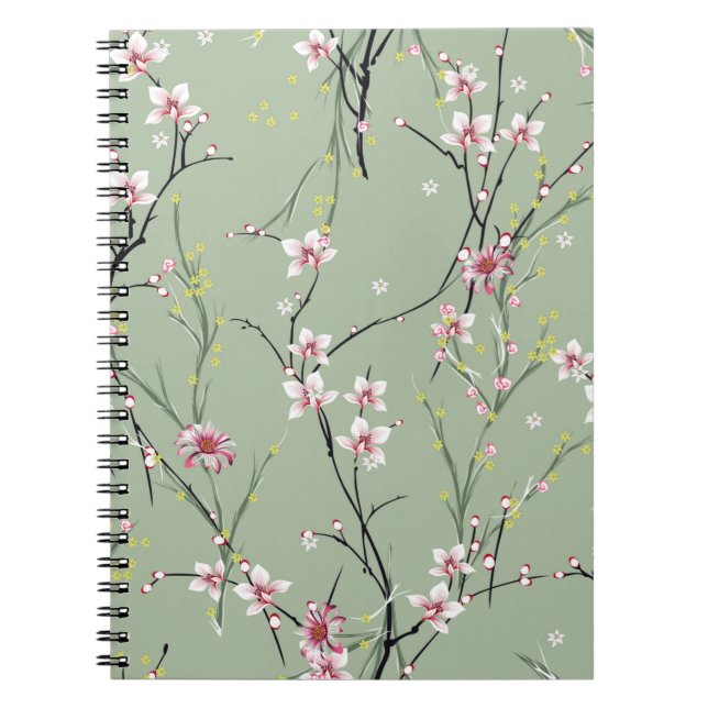 Carnet petit motif de fleurs rouge et jaune sur dossier v (Devant)