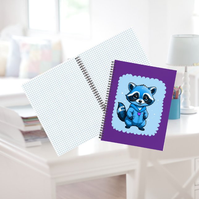Carnet Petit Raton Laveur En Bleu  (Créateur téléchargé)