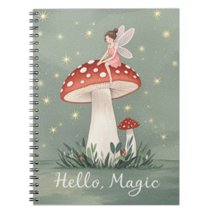 Carnet Petite fée perchée sur le champignon et brillante