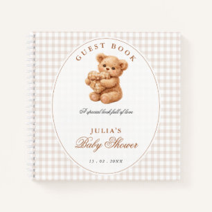 Carnet Petite Fête Baby Shower Ours en Velours Gingham Ma