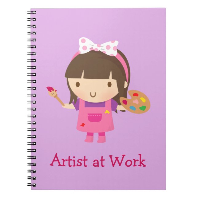 Carnet Petite fille mignonne de peintre d'artiste au (Devant)