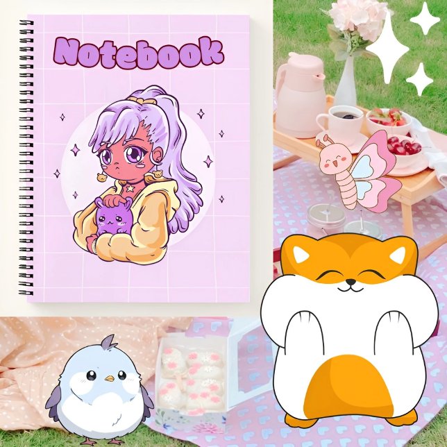 Carnet Petite fille mignonne pourpre 💜 ✨ 💗 (Créateur téléchargé)