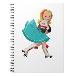 Carnet Petite fille rétro sur roulettes