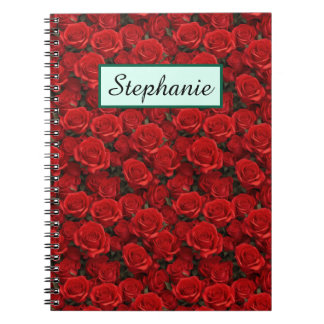 Carnet Petites roses rouges personnalisées