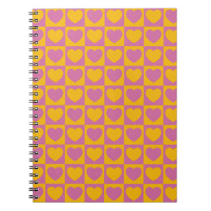 Carnet Petits coeurs d'échecs grille sans couture motif.