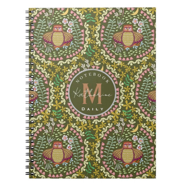 Carnet Peuple de hibou vert (Devant)
