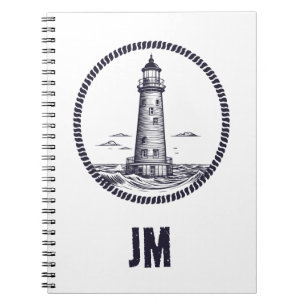 Carnet Phare à la mer dans un cadre de corde ronde