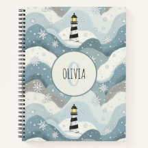 Phare aux vagues glacées Monogramme nautique d'hiv