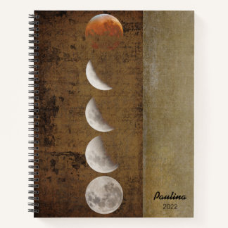 Carnet Phases de la lune grunge affligé personnalisées