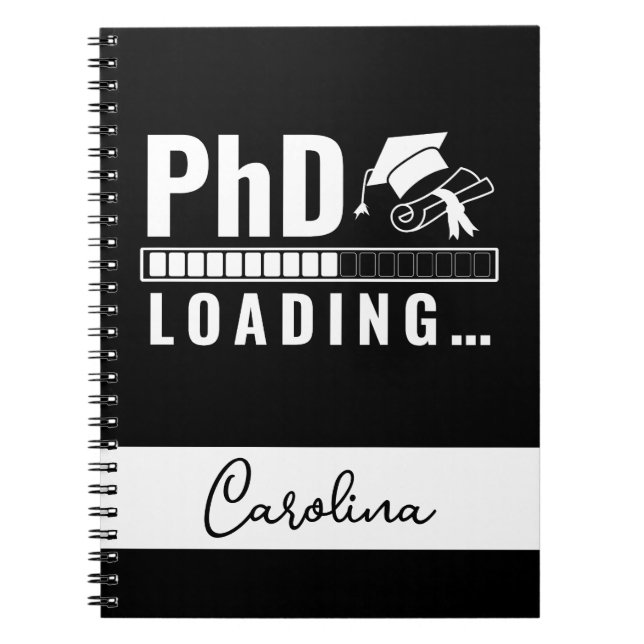 Carnet Phd Loading Bar Graduate Student Name Blanc Noir (Devant)
