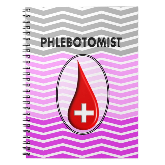 Carnet Phlebotomiste rose Chevron goutte de sang (Devant)