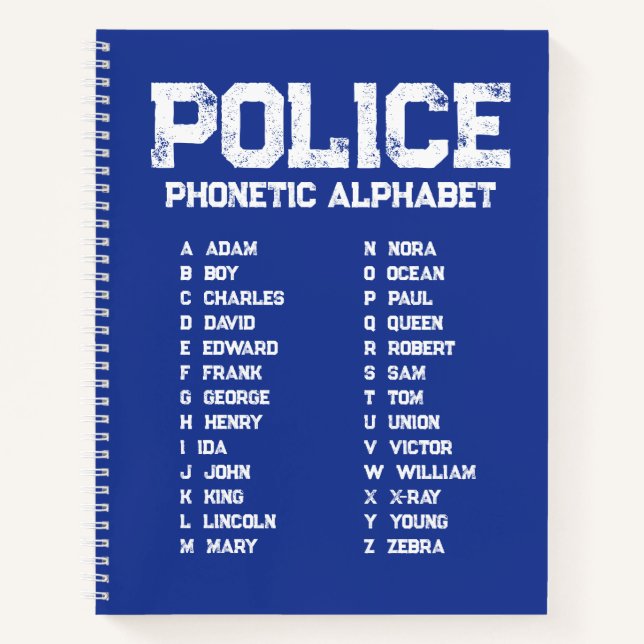 Carnet Phonetic Alphabet Police Notebook (Devant)