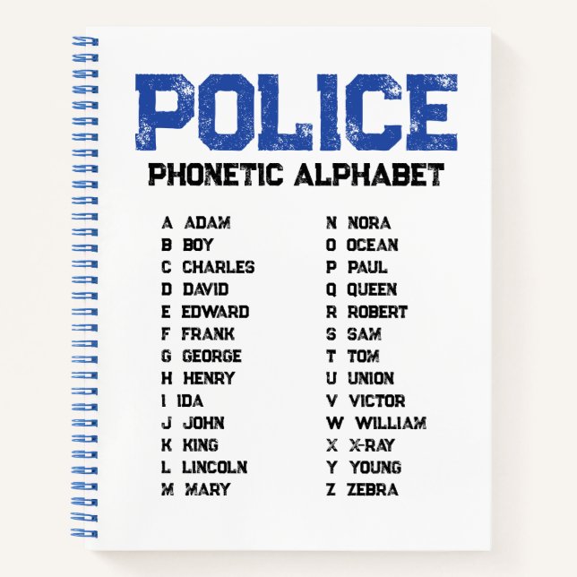 Carnet Phonetic Alphabet Police – Spiral Notebook (Devant)