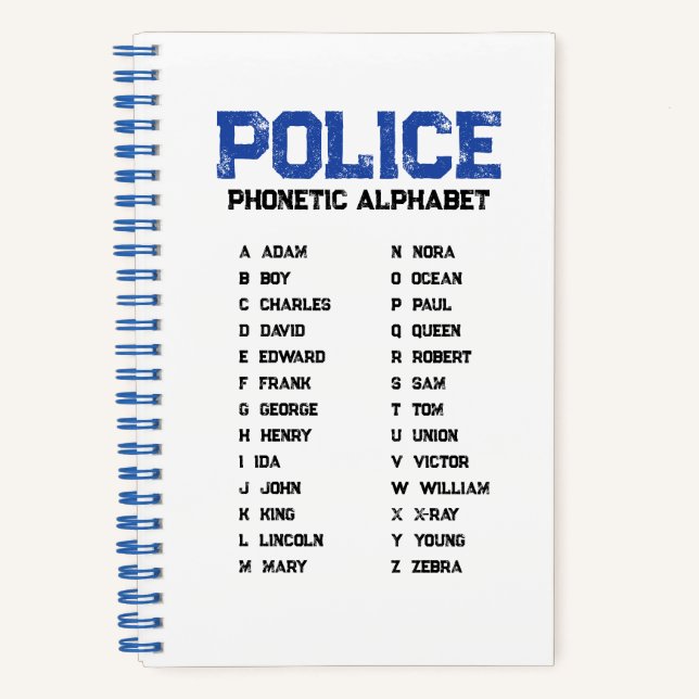 Carnet Phonetic Alphabet Police Spiral Notebook Blue (Recto)
