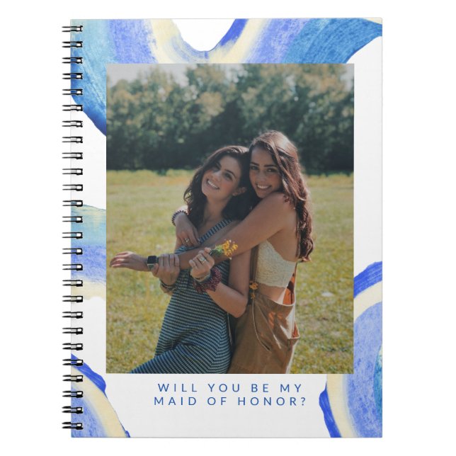 Carnet Photo Abstraite Blue Swirl Maid of Honor Propositi (Devant)