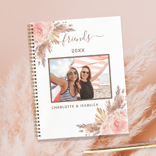 Carnet Photo d'amis herbe de pampa fleurs roses blanc