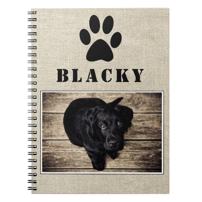 Carnet Photo de Chien Puppy Paw et nom rustique (Devant)