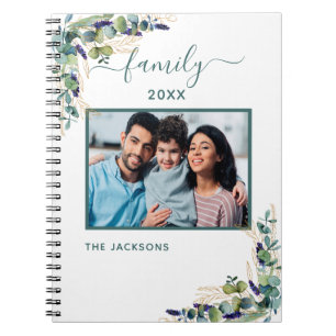Carnet Photo de famille eucalyptus vert nom blanc
