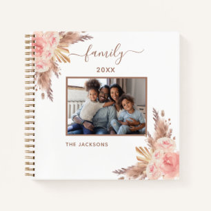 Carnet Photo de famille pampas herbe rose floraux nom