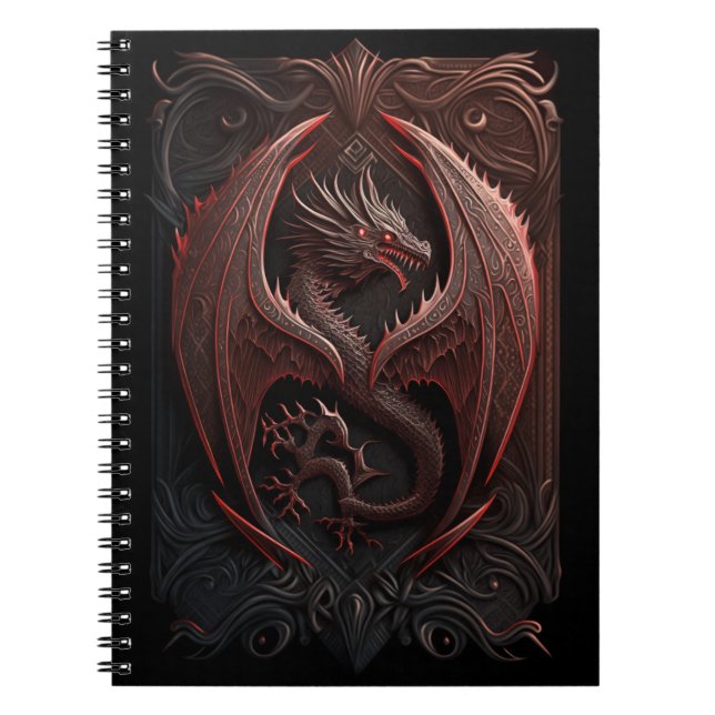 Carnet photo de la spirale de dragon rouge et noir (Devant)