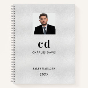 Carnet Photo de l'initiale du nom en argent pour affaires