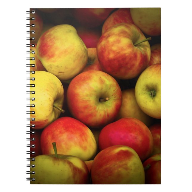 Carnet Photo d'un boisseau de pommes jaunes et rouges (Devant)