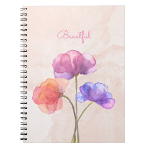 Carnet photo en spirale d'aquarelle rose (80 pages
