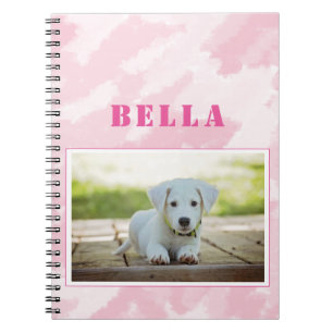 Carnet Photo et nom du chien rose mou