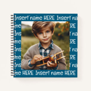 Carnet Photo et titre personnalisés - Bleu océan pour tou
