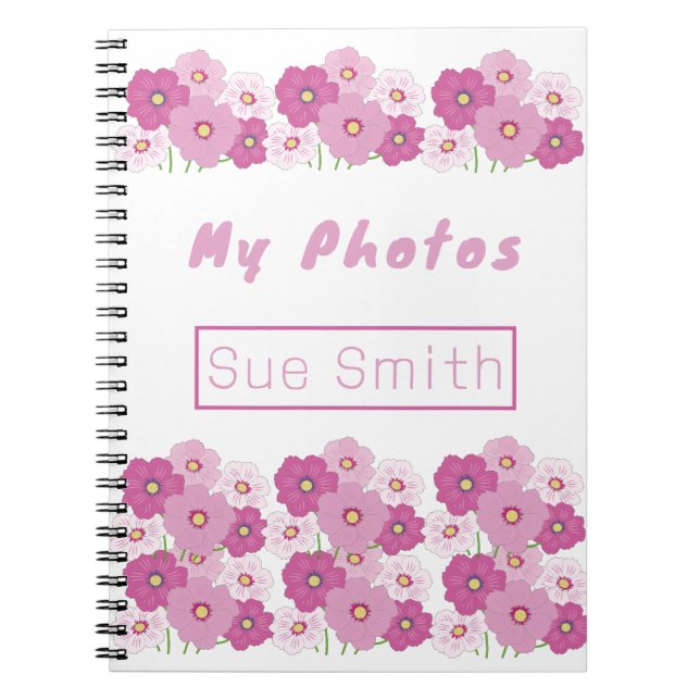 Carnet photo floral rose moderne (Devant)