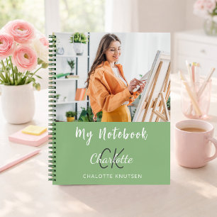 Carnet Photo monogramme vert sauge nom
