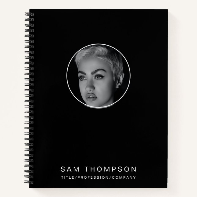 Carnet Photo personnalisée minimaliste moderne noir (Devant)