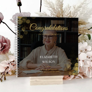 Carnet Photo Script Retirement Party Gold Confetti Invité
