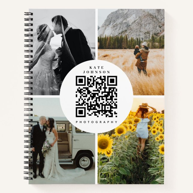 Carnet Photographe Photos QR Code Social Media Icons (Devant)