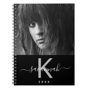 Carnet Photographie de script noir blanc monogramme