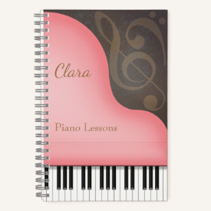 Carnet Pianiste et musicien Piano rose Grand Personnalisé