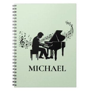 Carnet Pianiste Homme Personnalisé - Musique de Piano