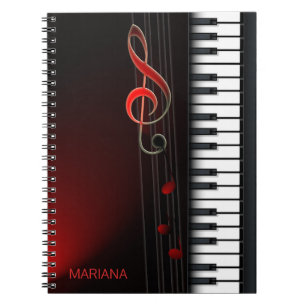 Carnet Piano Abstrait Noir Et Clé Rouge