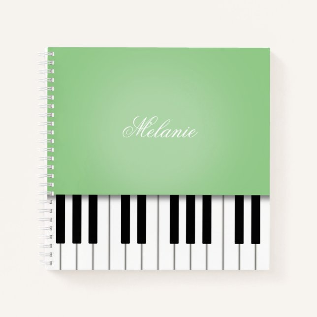 Carnet Piano Clavier Musique Vert Melon Personnalisé (Devant)
