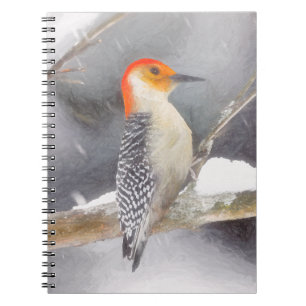 Carnet Pichette à ventre rouge Peinture Oiseaux originaux