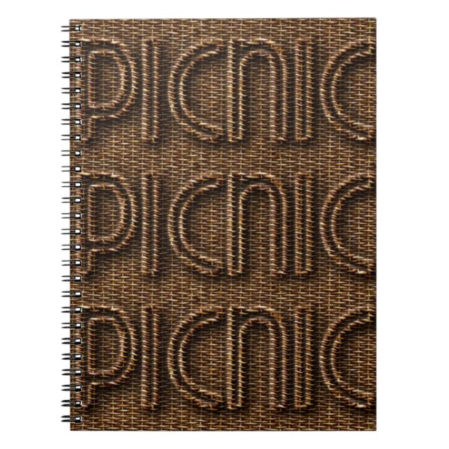 Carnet Picnic Funny Wicker Style Typographie Brown (Devant)