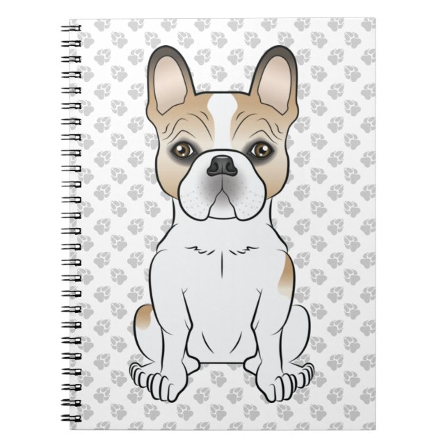 Carnet Piebald French Bulldog / Frenchie Cartoon Chien (Devant)
