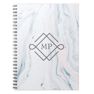 Carnet Pierre en marbre pastel monogramme