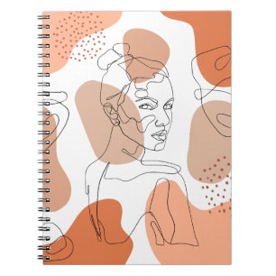 Carnet Pierre ocre minimaliste Ligne Art Femme Spirale
