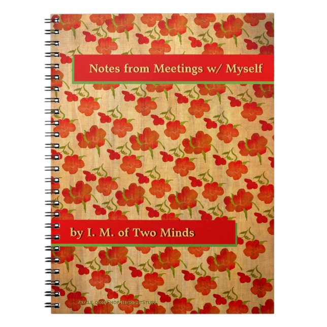 Carnet Pies rouges Tango sur soie d'or (personnalisées) (Devant)