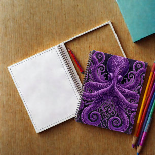 Carnet Pieuvre violette Steampunk victorien Kraken