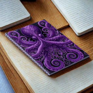 Carnet Pieuvre violette Steampunk victorien Kraken