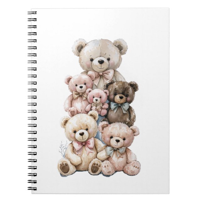 Carnet Pile d'oursons en peluche Pastel mignon (Devant)