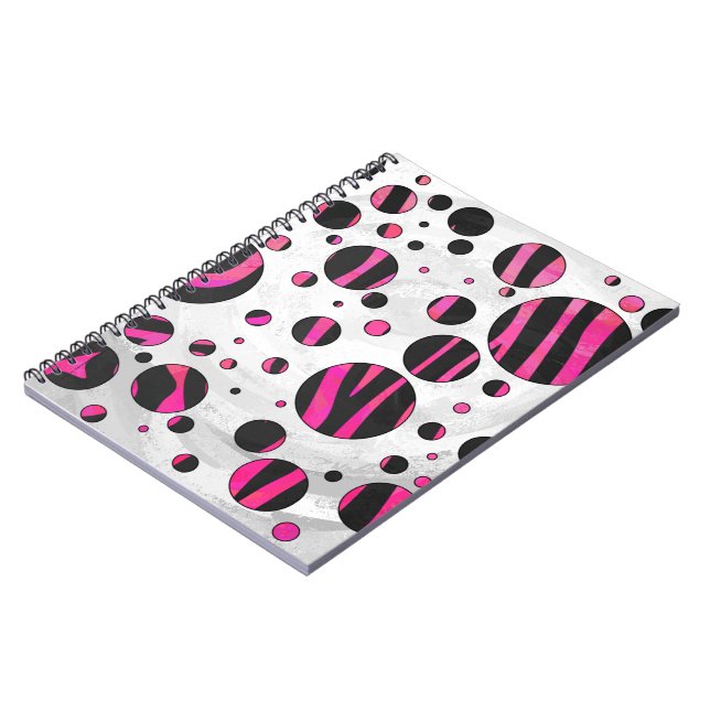 Carnet Piloka Dot Zebra noir et rose chaud (Côté gauche)