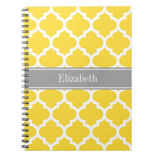 Carnet Pineapple Wht Moroccan #5 Dk Gray Name Monogram (Devant)